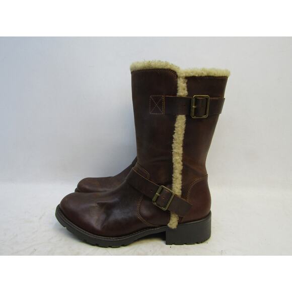 Clarks Womens Sz 9.5 M Brown Leather Mid Calf Fashion Boots Bootie - Picture 1 of 11